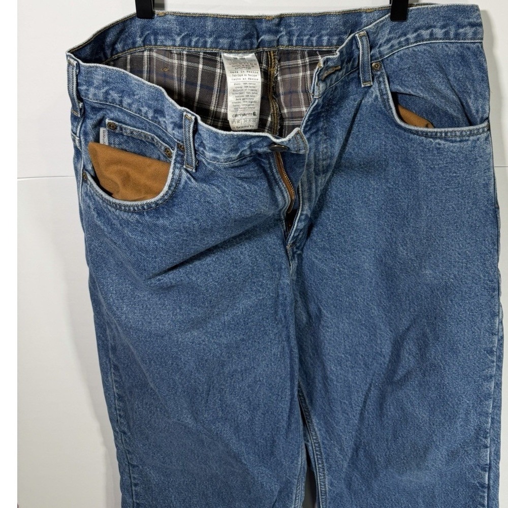 Carhartt B172 DST Relaxed Fit Flannel Lined Jeans Mens 36x32 Workwear